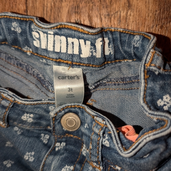 Carter's floral print skinny fit adjustable waist denim jeans 3T EUC - Picture 2 of 2